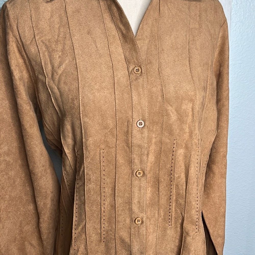 Lemon Grass Suede Doeskin Long Sleeves Women's Fashion Jacket Size Medium - Picture 3 of 14
